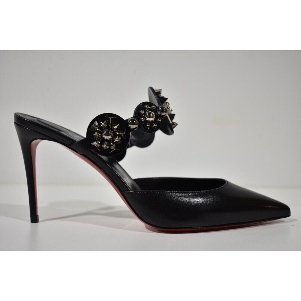 Christian Louboutin Miss Goldora 85 Black Backless Sandal Mule Heel Pump 39 - Picture 2 of 12